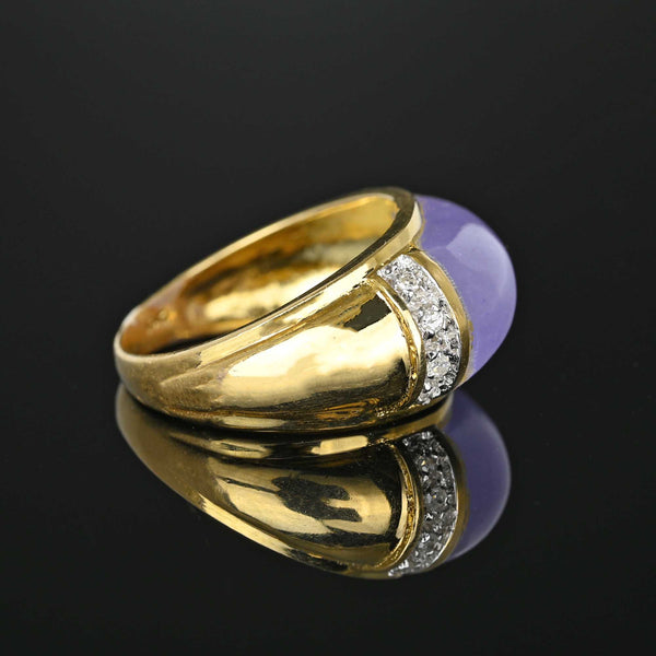 Vintage Diamond East West Purple Jade Ring in 14K Gold - Boylerpf