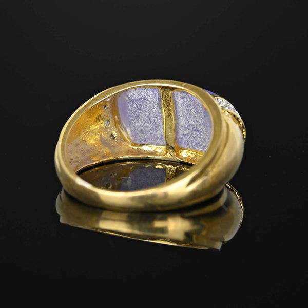 Vintage Diamond East West Purple Jade Ring in 14K Gold - Boylerpf