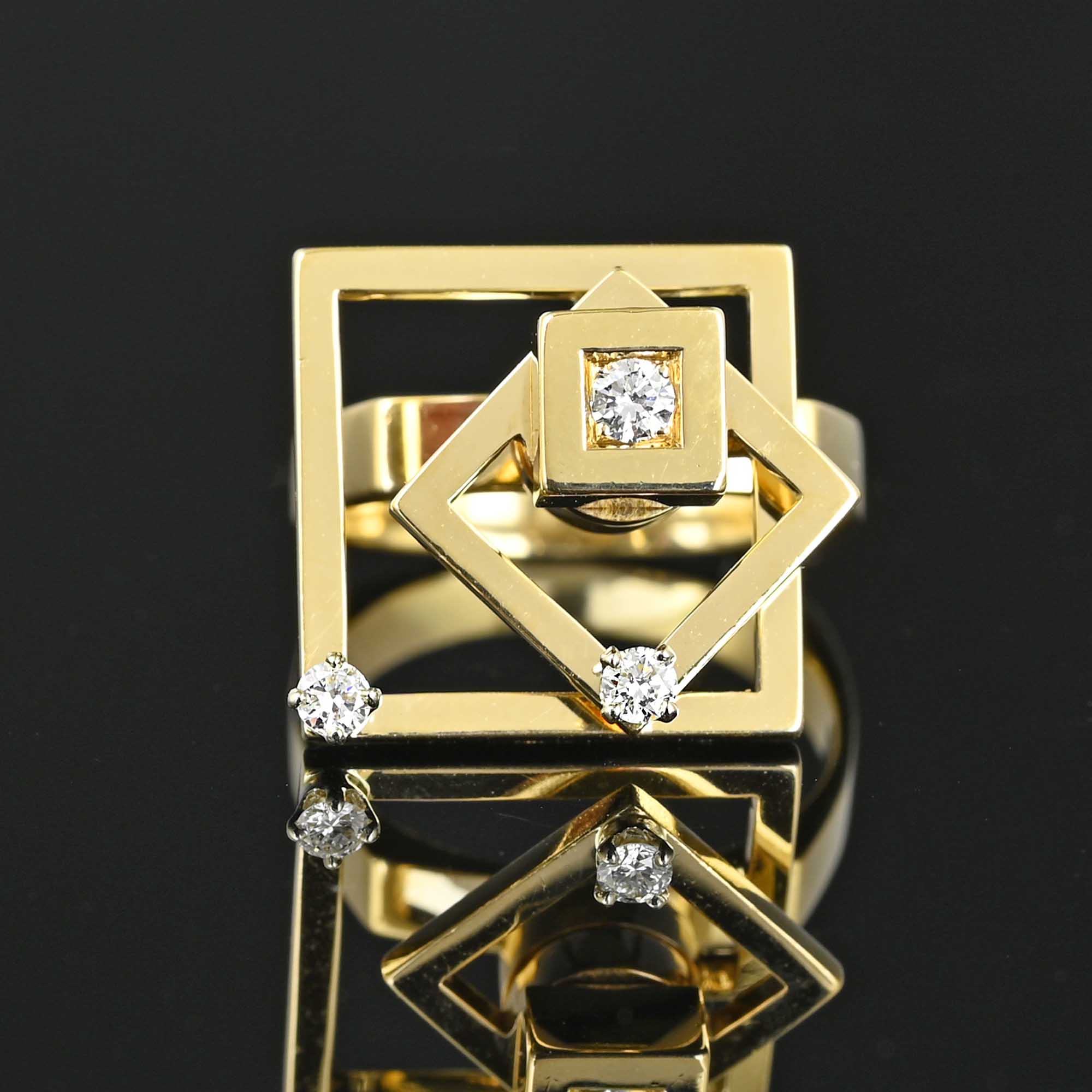 Tuefel Diamond Kinetic Motion Spinner Ring in 14K Gold image