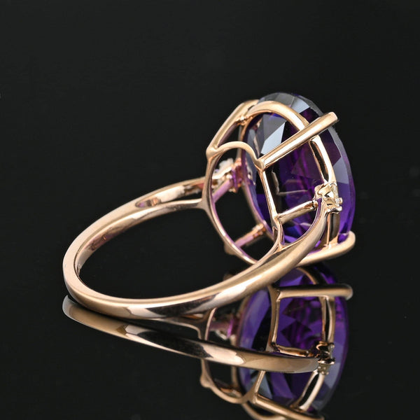 14K Rose Gold Diamond Amethyst Ring, 9 Carats - Boylerpf