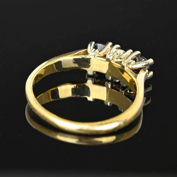 Estate Three Stone 14K Gold Diamond Garnet Ring - Boylerpf