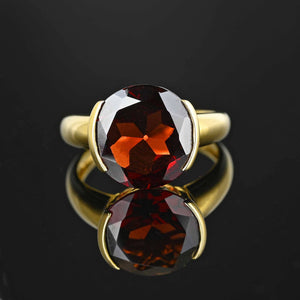 Vintage Signet Style Modernist Garnet Ring in 14K Gold - Boylerpf