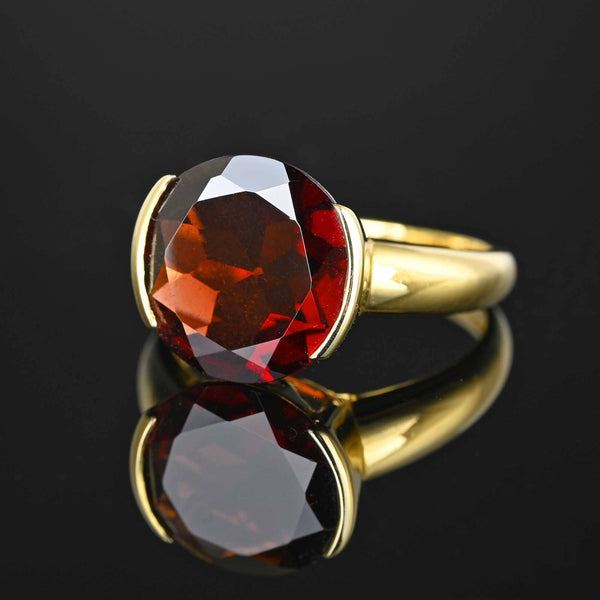 Vintage Signet Style Modernist Garnet Ring in 14K Gold - Boylerpf