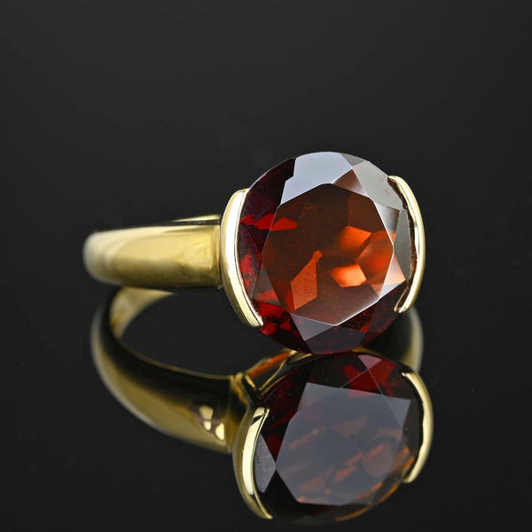 Vintage Signet Style Modernist Garnet Ring in 14K Gold - Boylerpf