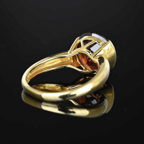 Vintage Signet Style Modernist Garnet Ring in 14K Gold - Boylerpf