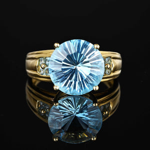 Vintage Fancy Cut Blue Topaz Ring in 14K Gold - Boylerpf