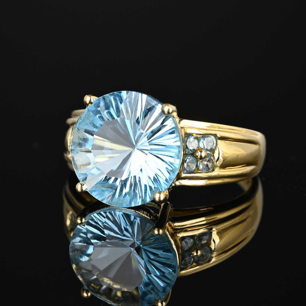 Vintage Fancy Cut Blue Topaz Ring in 14K Gold - Boylerpf