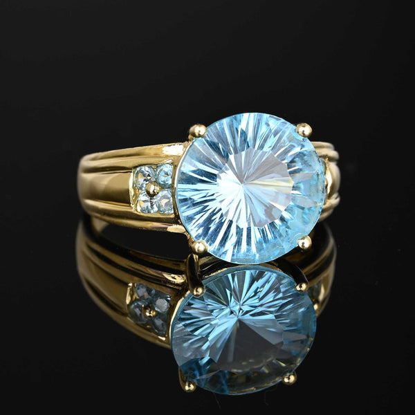 Vintage Fancy Cut Blue Topaz Ring in 14K Gold - Boylerpf