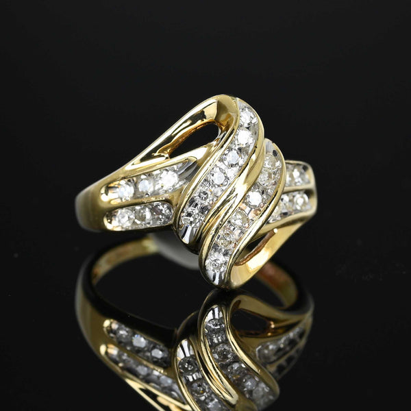 Vintage Diamond Cluster Love Knot Ring in Gold - Boylerpf