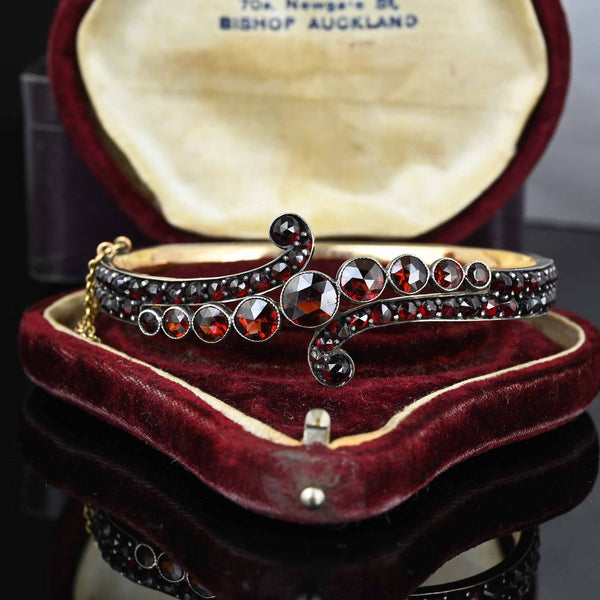 French Antique Garnet, Pearl and Enamel Bracelet