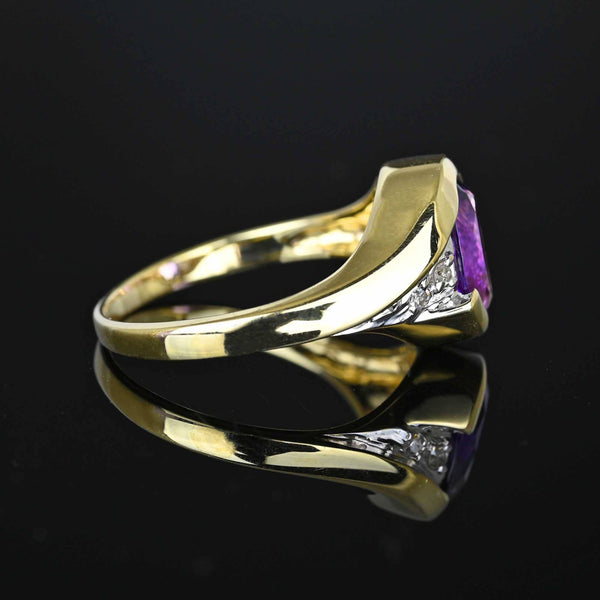 Vintage Diamond Accent Amethyst Bypass Ring in Gold - Boylerpf