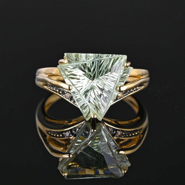 Fancy Cut Trillion Prasiolite Green Amethyst Ring - Boylerpf
