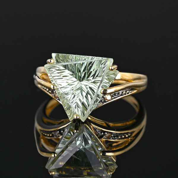 Fancy Cut Trillion Prasiolite Green Amethyst Ring - Boylerpf