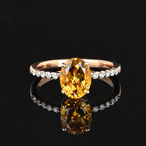 14k Rose Gold Diamond Citrine Ring - Boylerpf