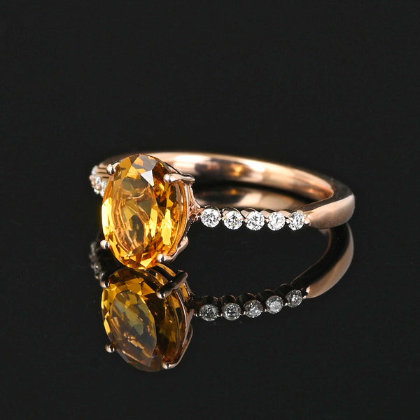 14k Rose Gold Diamond Citrine Ring - Boylerpf