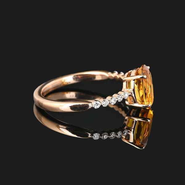 14k Rose Gold Diamond Citrine Ring - Boylerpf