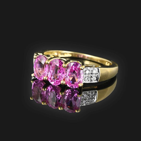 Vintage Diamond Pink Sapphire Ring in 14K Gold - Boylerpf