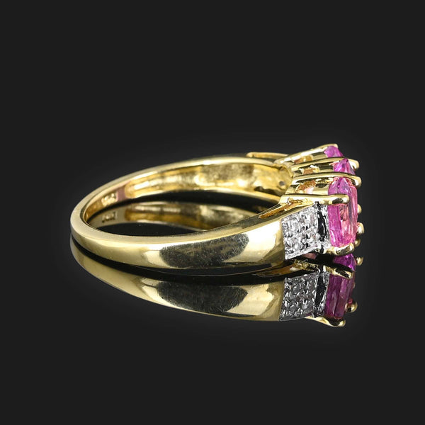 Vintage Diamond Pink Sapphire Ring in 14K Gold - Boylerpf