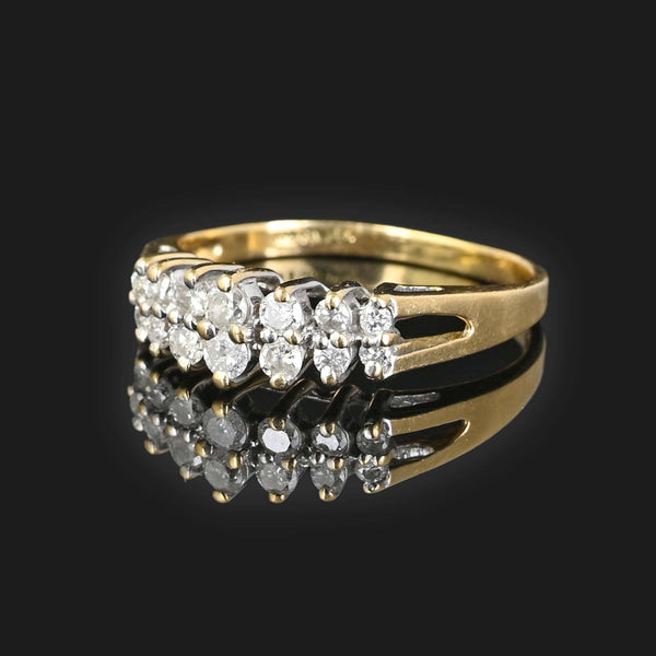 Two Row Chevron Diamond Ring in 14K Gold - Boylerpf