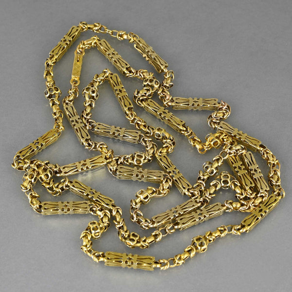 Antique Byzantine Long 14K Gold Chain Necklace - Boylerpf