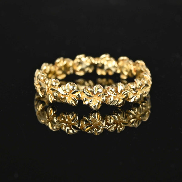 Fine 14K Gold Na Hoku Plumeria Ring Eternity Band - Boylerpf