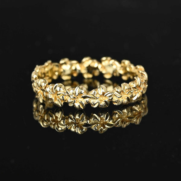 Fine 14K Gold Na Hoku Plumeria Ring Eternity Band - Boylerpf