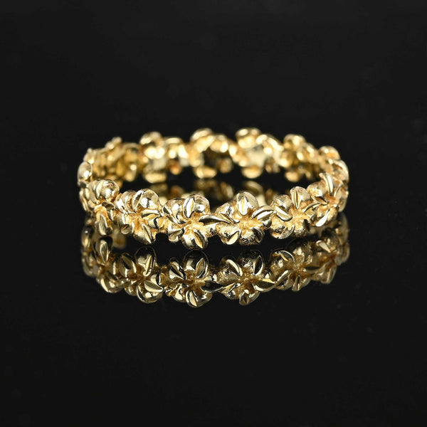 Fine 14K Gold Na Hoku Plumeria Ring Eternity Band - Boylerpf