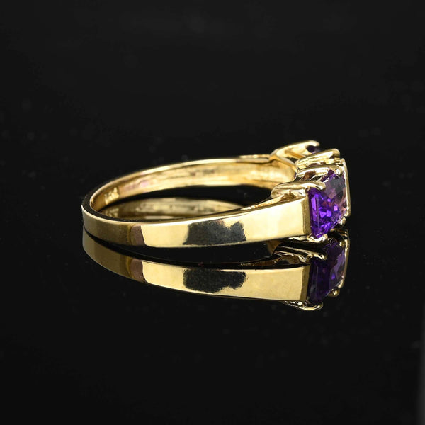 Vintage 14K Gold Emerald Cut Amethyst Ring Band - Boylerpf