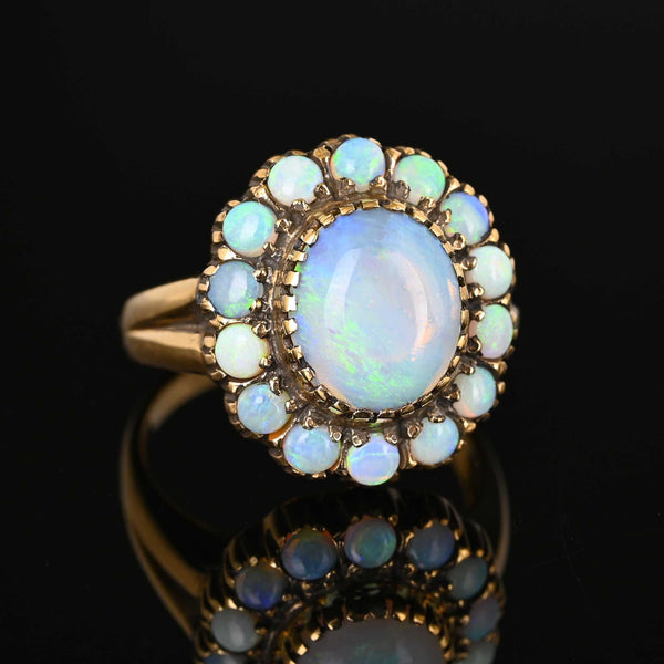 ON HOLD Vintage 14K Gold Opal Halo Cluster Ring - Boylerpf