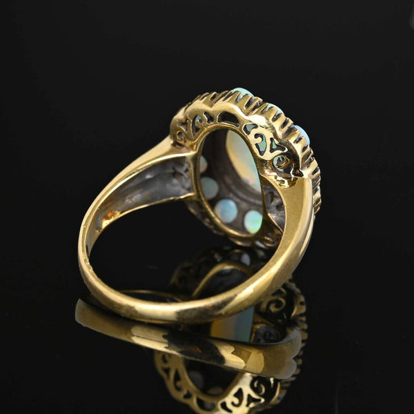 ON HOLD Vintage 14K Gold Opal Halo Cluster Ring – Boylerpf