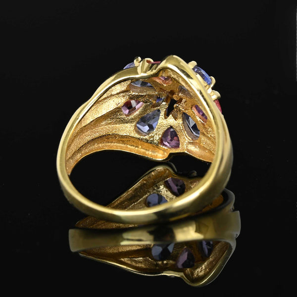 Vintage 14K Gold Tanzanite Garnet Cluster Ring - Boylerpf