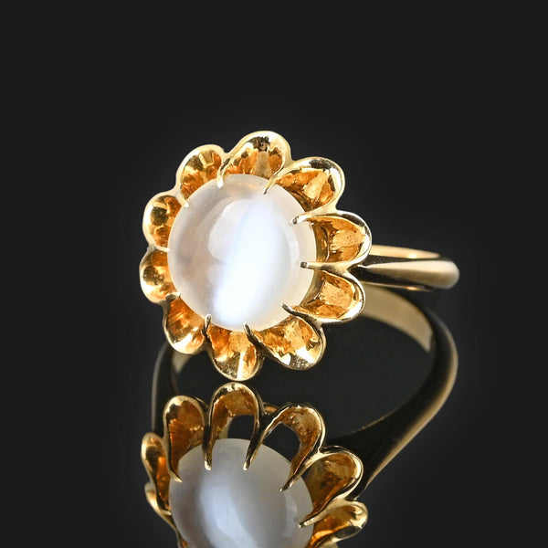 Vintage 18K Gold Buttercup Moonstone Ring - Boylerpf