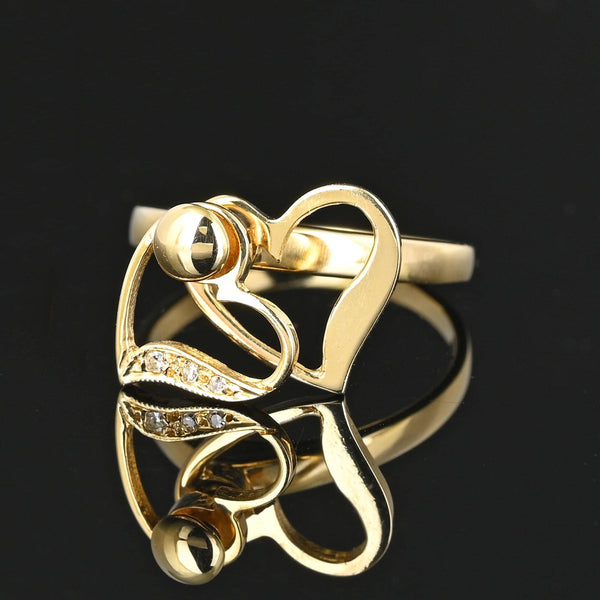 14K Gold Diamond Heart Spinner Ring, Kinetic Motion - Boylerpf