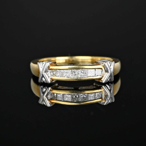 Vintage 7 Stone Princess Cut Diamond Ring Band in Gold - Boylerpf