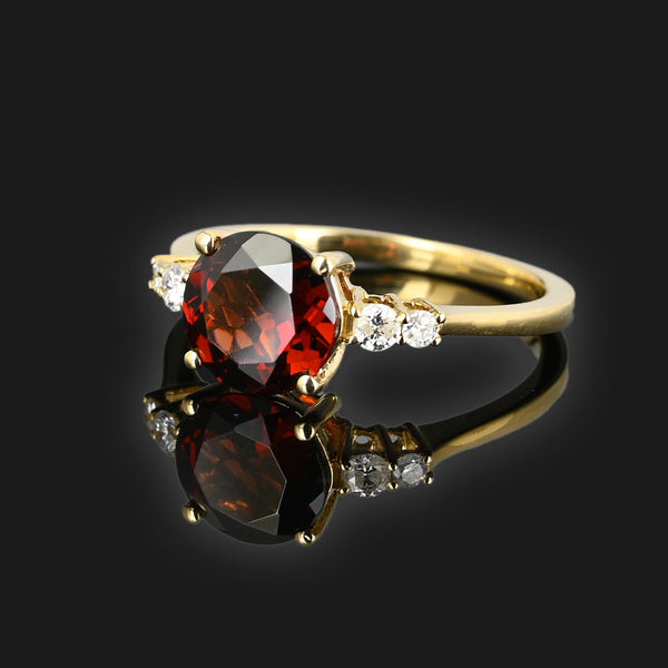 Vintage Diamond Garnet Ring in 14K Gold - Boylerpf