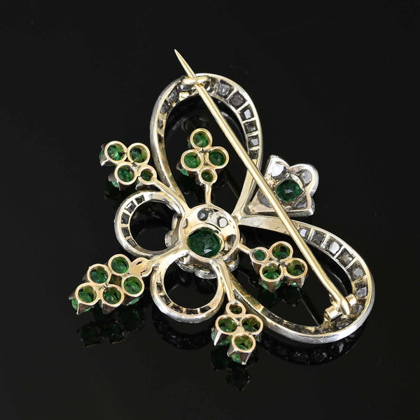 Antique Rose Cut Diamond Emerald Butterfly Brooch - Boylerpf