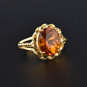 Vintage 14K Gold 2.75 Golden Citrine Ring - Boylerpf