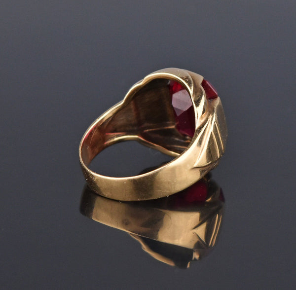 Vintage Art Deco 10K Gold Ruby Signet Ring - Boylerpf