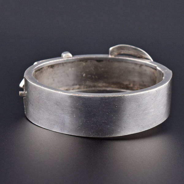 Antique Victorian Sterling Silver Buckle Cuff Bracelet - Boylerpf