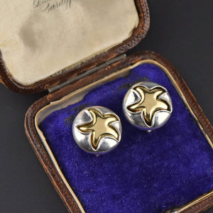 Vintage Gold Star Starfish Sterling Silver Earrings - Boylerpf