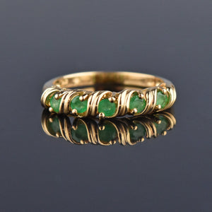 Vintage Gold Emerald Half Eternity Band Ring, Sz 6.5 - Boylerpf