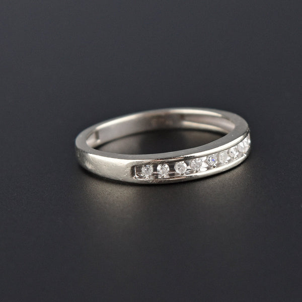 Vintage 10K White Gold Diamond Half Eternity Band Ring - Boylerpf