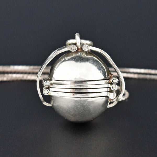 Sterling Silver Mexican Fold Out Ball Locket Necklace - Boylerpf