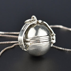 Sterling Silver Mexican Fold Out Ball Locket Necklace - Boylerpf