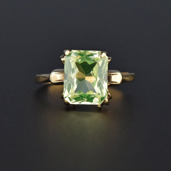 Art Deco 14K Gold Green Spinel Ring, Sz 7.75 - Boylerpf