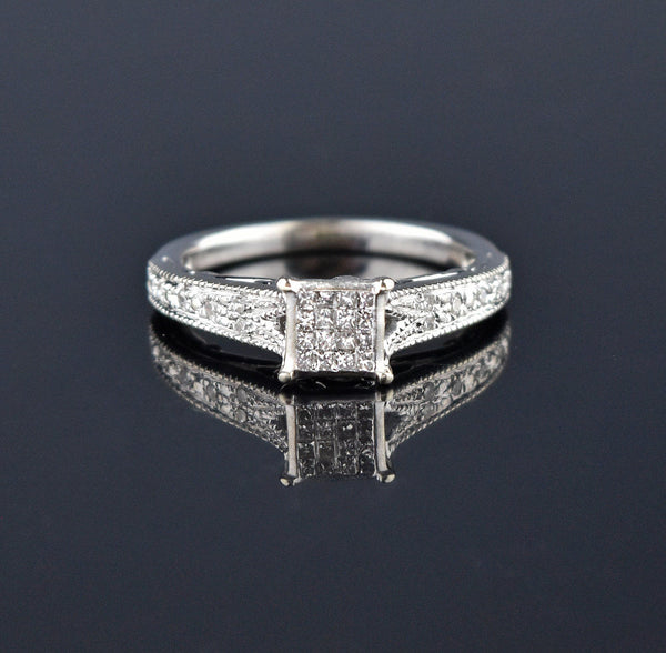 White Gold Princess Cut Diamond Engagement Ring - Boylerpf
