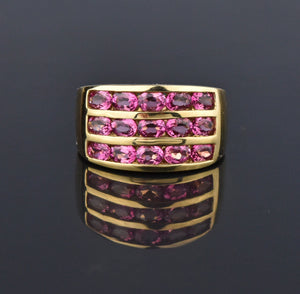 Pink Tourmaline Heavy 14K Gold Cigar Band Ring - Boylerpf