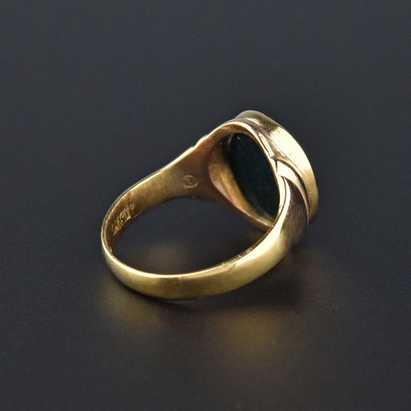 Antique Edwardian 15K Gold Bloodstone Signet Ring - Boylerpf