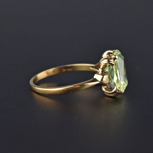 Art Deco 14K Gold Green Spinel Ring, Sz 7.75 - Boylerpf