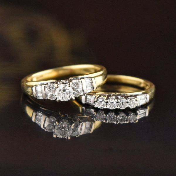 Mid Century Diamond Wedding Band Ring Set - Boylerpf